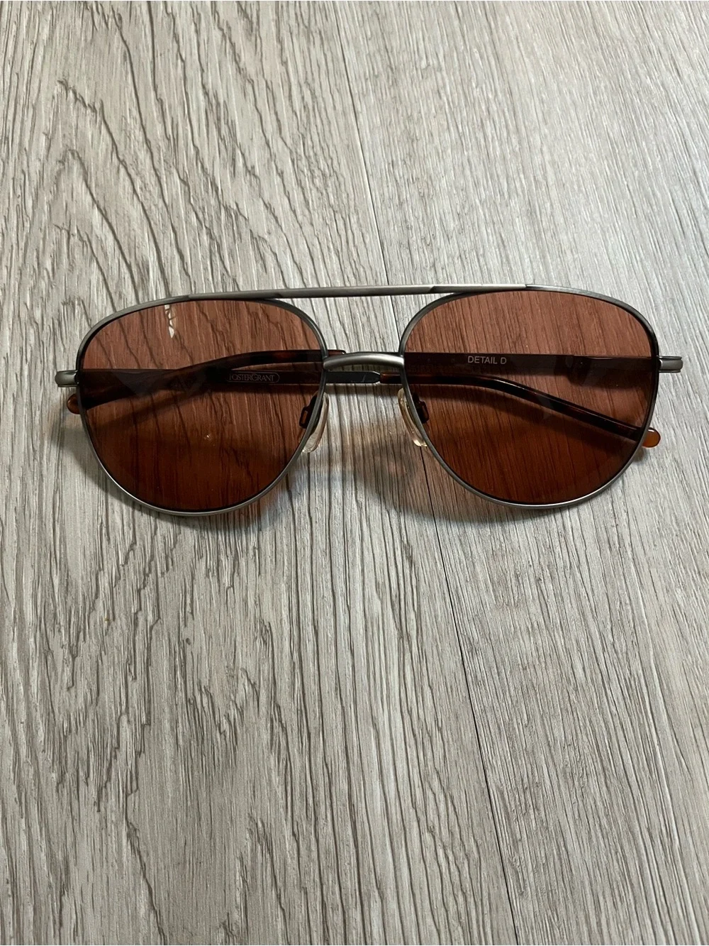 Foster Grant Sunglasses Gunmetal Metal Frame Brown Lenses Unisex